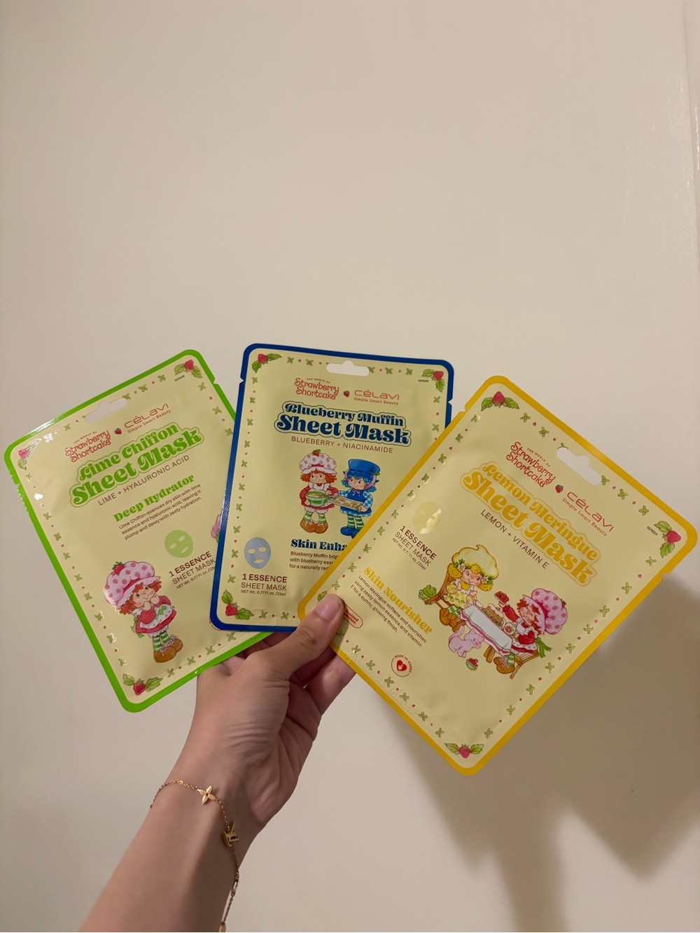 Célavi x Strawberry Shortcake Sheet Mask Trio - Lemon, Lime & Blueberry (3pcs)